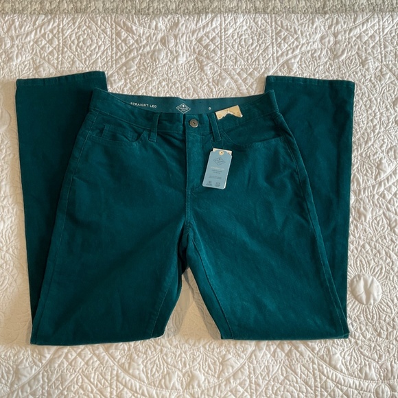 St. John's Bay Teal Straight Corduroy Pants Women's Size 8 Mid Rise - Picture 2 of 10